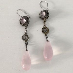 Antique Rose Quartz Earrings and